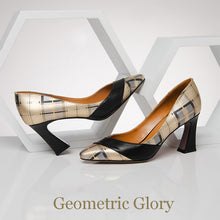 Load image into Gallery viewer, Women&#39;s Geometric Design Low-Heel Pump Shoes - Ailime Designs