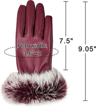 Load image into Gallery viewer, Women&#39;s Fur Trim PU Leather Gloves - Ailime Designs