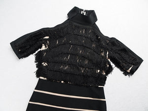 Women's Hollow Shoulders Fringe Design Sheer Sexy Dresses - Ailime Designs