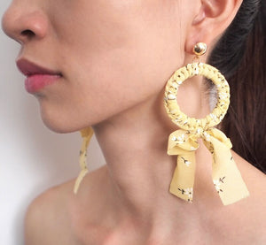 Women's Ribbon Design Braided Round Earrings