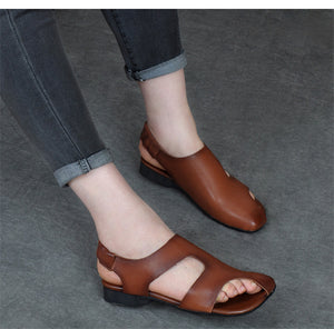 Women's Genuine Leather Skin Hollow-cut Design Sandals