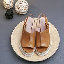 Load image into Gallery viewer, Women&#39;s Genuine Leather Skin Wedge Design Sandals