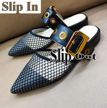 Load image into Gallery viewer, Women&#39;s Mesh Design Genuine Leather Skin Mules