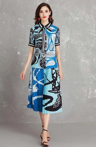 European Style Women's Abstract Print Design 2 Pc Skirt Set