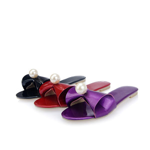 Women's Patent Leather Comfortable Flat Slipper Mules - Ailime Designs
