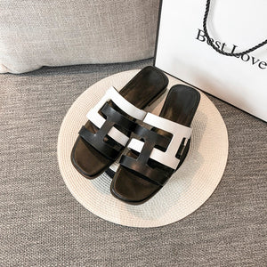 Women's Two-toned Hollow-cut Design Flat Slippers