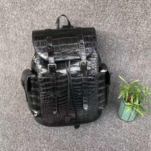 Load image into Gallery viewer, 100% Genuine Black Double Strap Crocodile Leather Skin Backpack - Ailime Designs