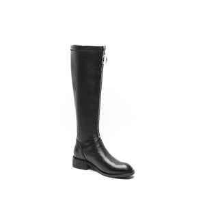 Women's Zipper Front Design Leather Skin Knee-High Boots