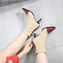 Load image into Gallery viewer, Women&#39;s Two-toned Stretch Design Ankle Boots
