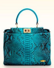 Load image into Gallery viewer, 100% Genuine Sky Blue Python Snake Leather Skin Handbags - Ailime Designs