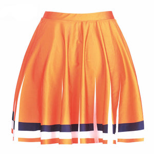 Women's Orange Screen Printed Flounce Skirt - Ailime Designs