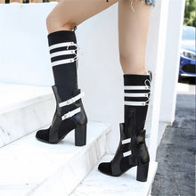 Load image into Gallery viewer, Women&#39;s Chic Style Elastic Stretch &amp; Leather Skin Design Knee-High Boots