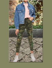Load image into Gallery viewer, Floral Embroidered Women&#39;s Camouflage Shredded Design Denim Jeans w/ Pockets - Ailime Designs