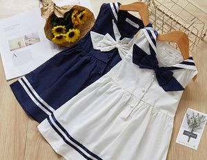 Children Sailor Design Button Front Dresses - Ailime Designs
