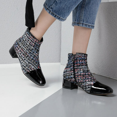 Women's Woven Design Ankle Boots - Ailime Designs