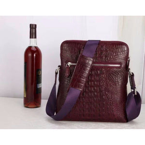 100% Genuine Wine Crocodile Leather Skin Unisex Cross Body Bags - Ailime Designs