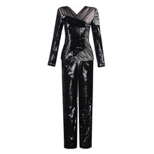 Load image into Gallery viewer, Women&#39;s 2 pc Two-toned Block Design Pant Suit