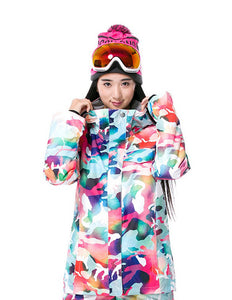 Women's Rainbow Color Camouflage Print Design Snowboard & Ski Winter Jackets