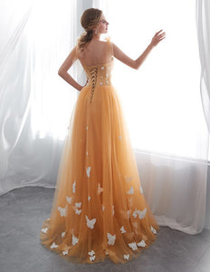 Butterfly Applique Women's Elegant Evening Dress - Ailime Designs - Ailime Designs
