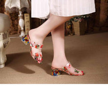 Load image into Gallery viewer, Women&#39;s Multi Colored Floral PVC Transparent Design Mules - Ailime Designs