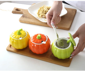 Pumpkin Design 3pc Kitchen Counter-top Spice Storage Accessories – Ailime Designs