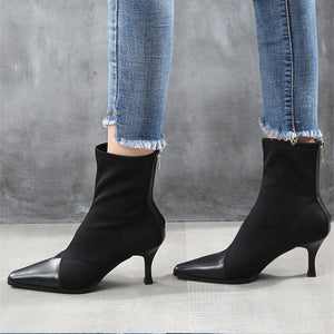 Women's Two-toned Stretch Design Ankle Boots
