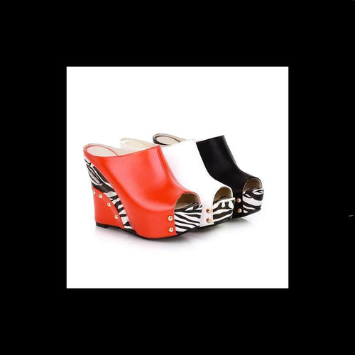 Women's Zebra Insert Design Stylish Platform Wedges - Ailime Designs