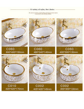 Load image into Gallery viewer, Decorative Scroll Leaf Design Bathroom Basin Top-mount Sinks - Ailime Designs - Ailime Designs