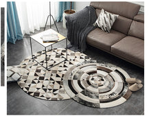 Load image into Gallery viewer, Oval Slice Diamond Design Leather Skin Area Rugs