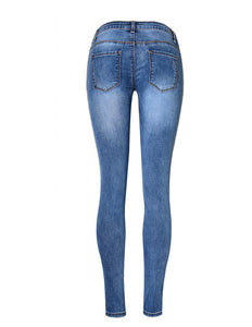 Women Straight-leg Denim Jeans w/ Gold Trim Side Panels - Ailime Designs