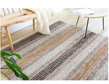 Load image into Gallery viewer, Stripe Tweed Rope Leather Skin Design Area Rug
