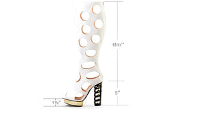 Women's High Quality Hollow-cut Circle Design Knee High Boots