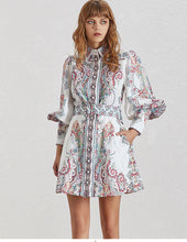 Load image into Gallery viewer, Women&#39;s Bohemian Paisley Printed Mini Dress - Ailime Designs