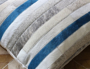 Genuine Handmade Stripped Stitched Leather Hide Pillows