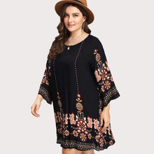 Load image into Gallery viewer, Plus Size Beauties Floral Embroidery Stylish Tunic Dresses - Ailime Designs