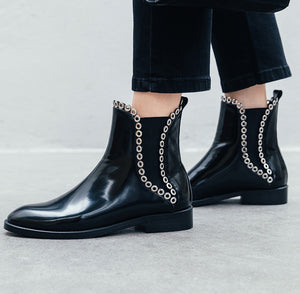 Women's Rivet Design Leather Skin Ankle Boots