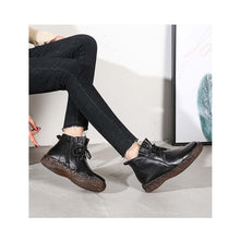 Load image into Gallery viewer, Women&#39;s Soft Lace Tie Genuine Leather Ankle Boots