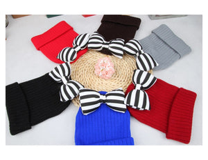 Children Stylish Stripe Bow Beanie Caps – Sun Protectors - Ailime Designs