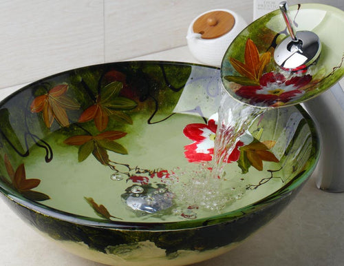 Decorative Tempered Glass Bathroom Basin Sinks - Ailime Designs