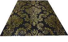 Load image into Gallery viewer, Black &amp; Gold Scroll Leaf Mosaic Tile Design