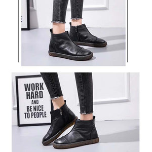 Women's Soft Casual Genuine Leather Skin Ankle Boots - Ailime Designs