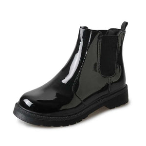 Women's Patent Leather Slip-on Ankle Boots - Ailime Designs