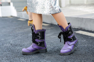 Women's Genuine Leather Skin Rivet Design Ankle Boots