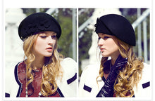 Load image into Gallery viewer, Flower Motif Design Wool Beret Caps - Ailime Designs - Ailime Designs