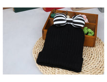 Load image into Gallery viewer, Children Stylish Stripe Bow Beanie Caps – Sun Protectors - Ailime Designs