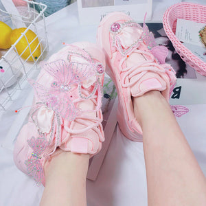 Butterfly Pink Wedding Sneakers- Ailime Designs