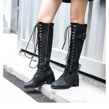 Load image into Gallery viewer, Women&#39;s Equestrian Lace Front Design Leather Riding Boots