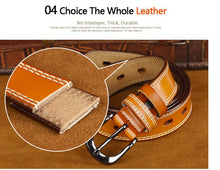 Load image into Gallery viewer, Top Stitched Design Women&#39;s High Quality Genuine Leather Belts - Ailime Designs