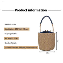 Load image into Gallery viewer, Women&#39;s Straw Woven Handbags w/ Contrast Polka Dot Drawstring &amp; Handle Design