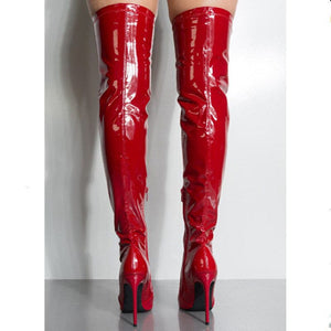 Women’s Stylish Stretch Patent Leather Thigh-High Boots – Fine Quality Accessories